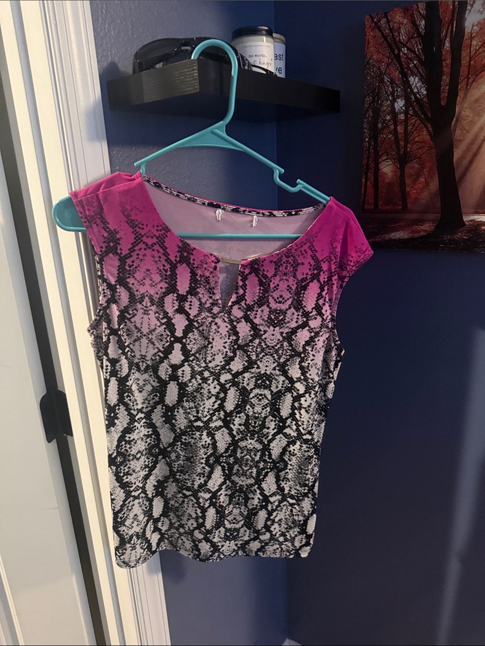 Women's Pink Snake-Print Cap Sleeve Top